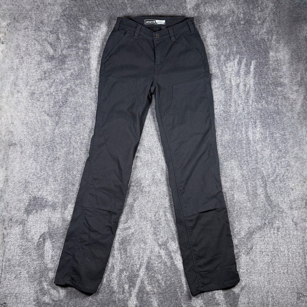Carhartt Womens Rugged Flex Loose Fit Canvas Double Front Work Pants Black 2T